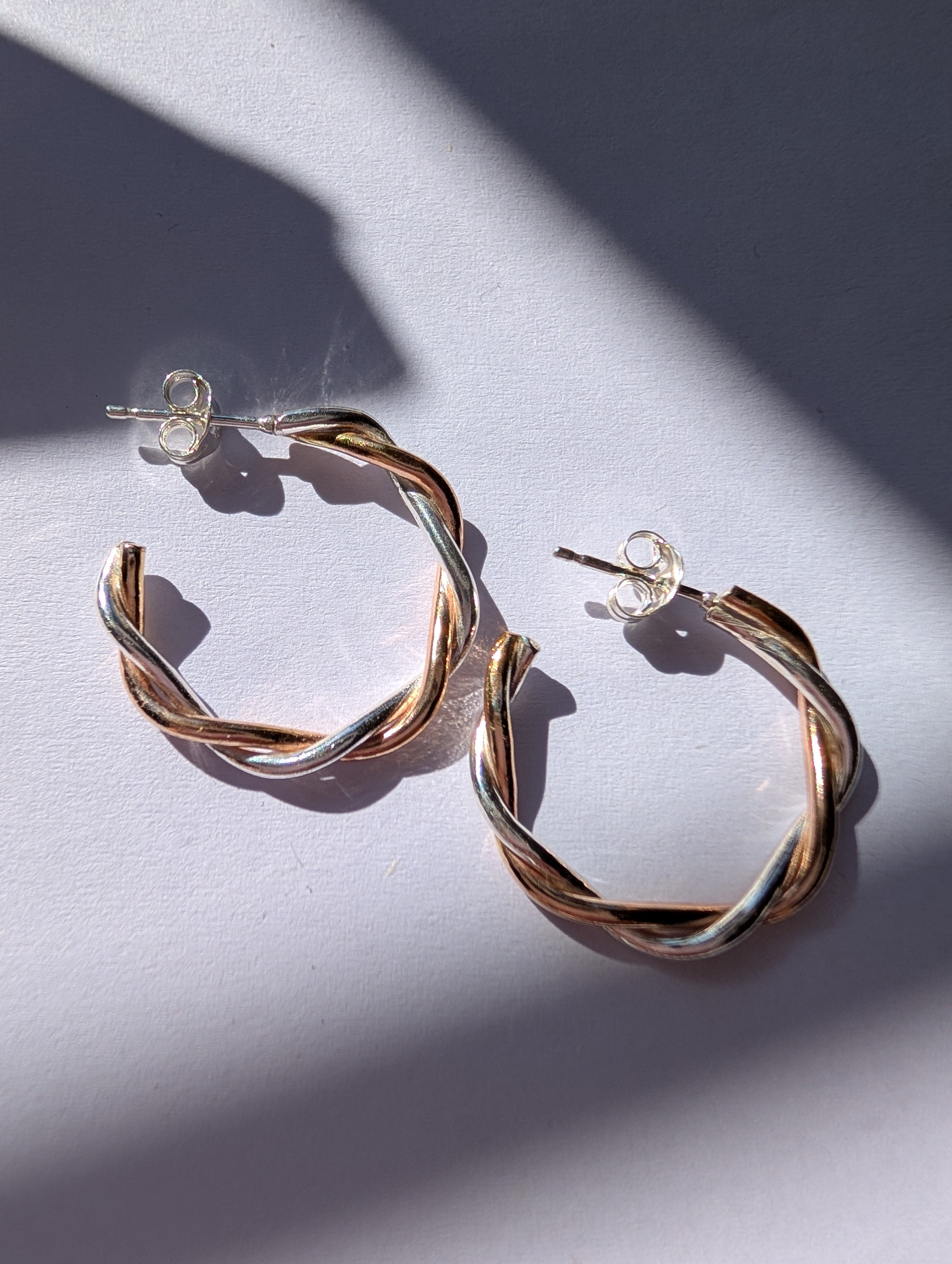 Twisted Chunky Gold and Silver Hoops